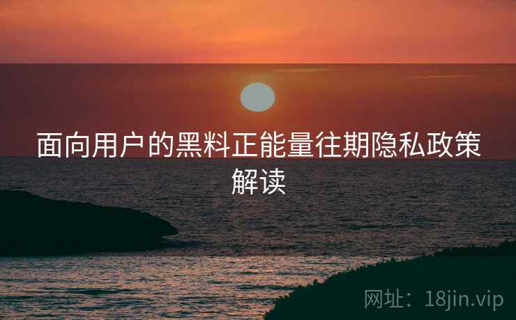 面向用户的黑料正能量往期隐私政策解读